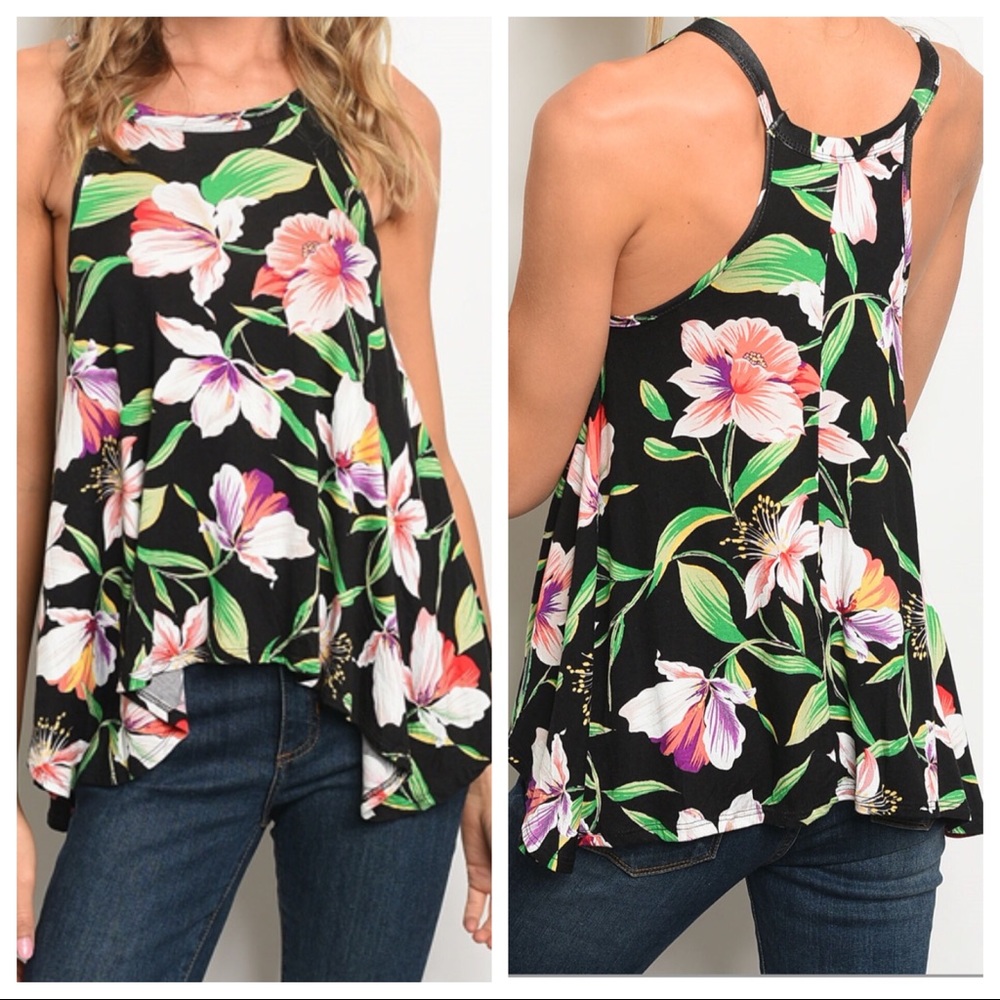 Black Floral Tank - Picture 6 of 6
